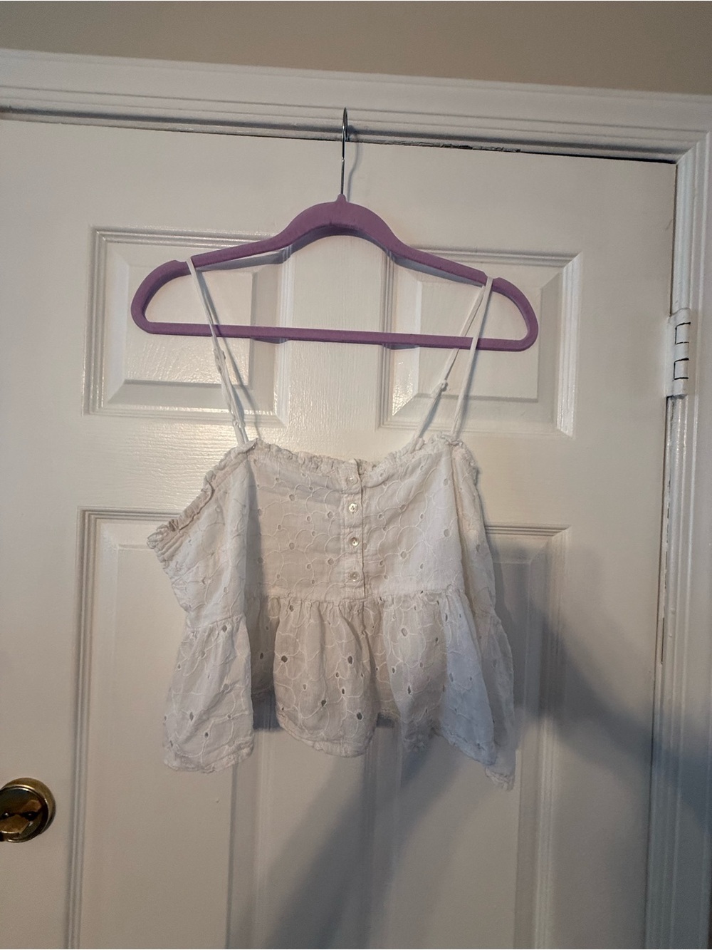 Patrons of Peace White Eyelet Button-Front Camisole